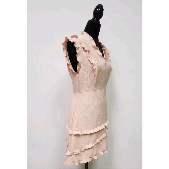 Sandro Women's Girly Ruffle-Trimmed Mini Dress Rose Pink Size 3 Pre-owned - Picture 4 of 16